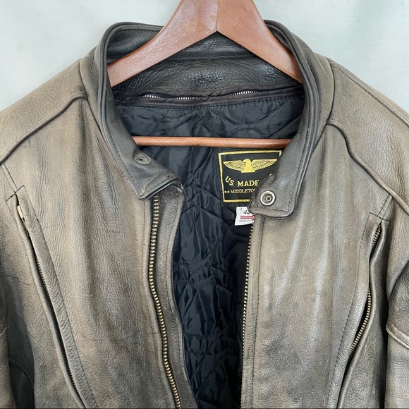 US Made Co Leather Motorcycle Jacket Cafe Racer 44 - Picture 14 of 15